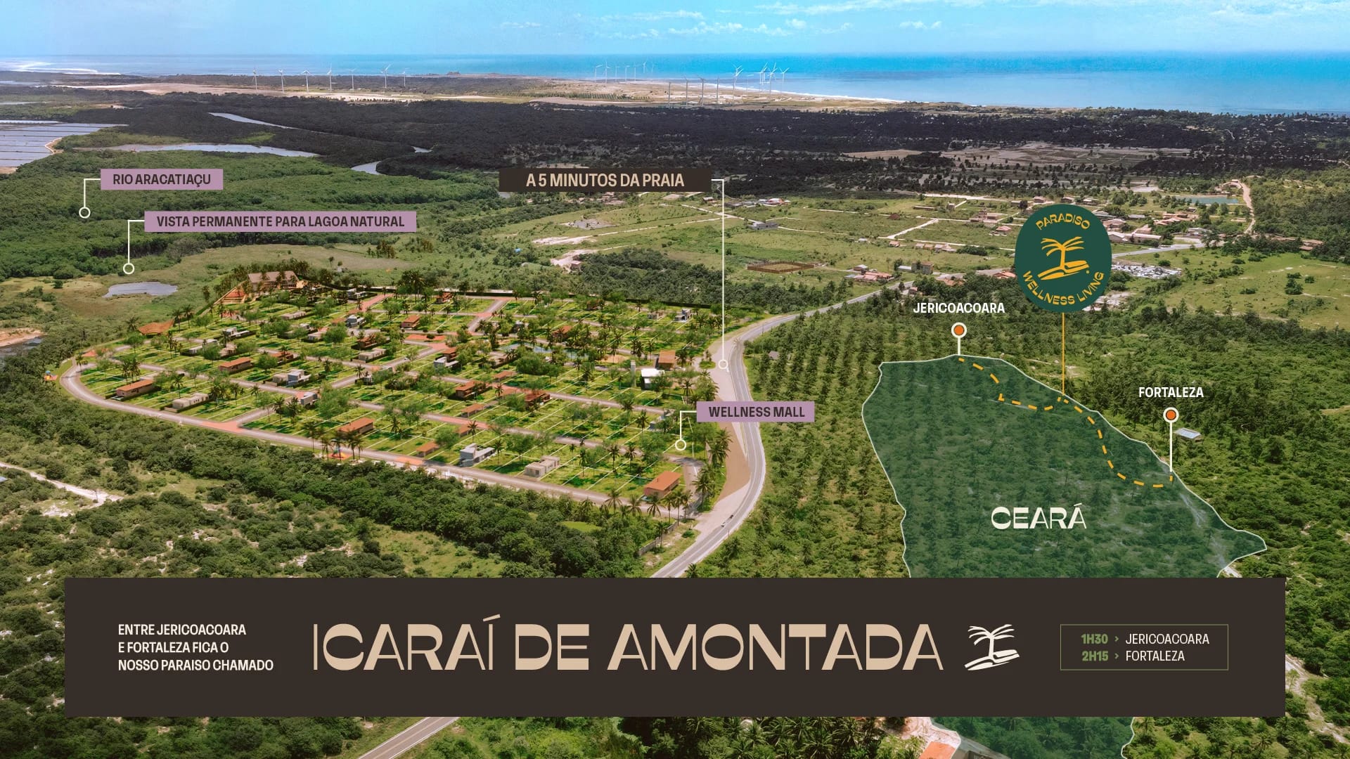 Localização Icaraí de Amontada - Entre Jericoacoara e Fortaleza